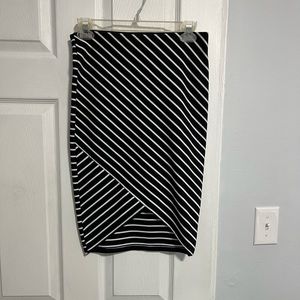 Zara navy/ white striped pencil skirt with open front